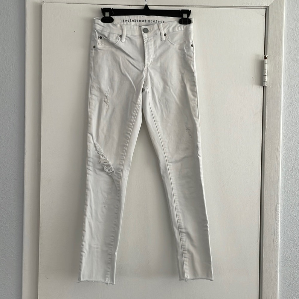 Articles of Society Skinny White Ripped Jeans